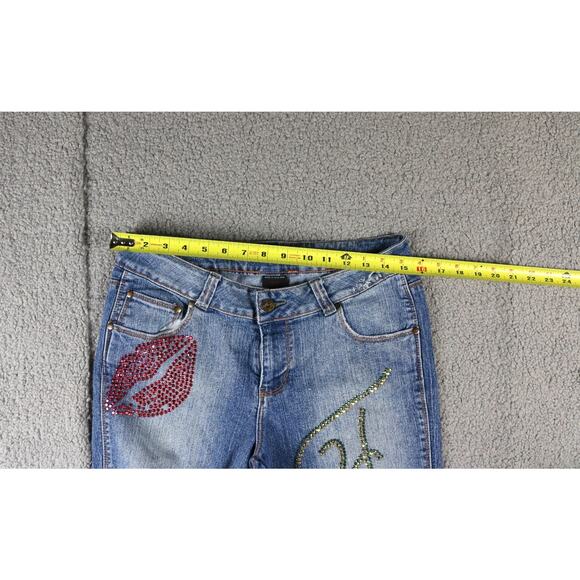 Fubu Jeans Womens 9/10 Denim Jeweled Rhinestone Cropped Y2K Vintage Hong Kong - Picture 8 of 10